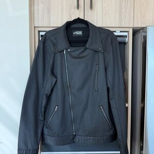 RUDE Black Moto-Style Jacket with Asymmetrical Zip